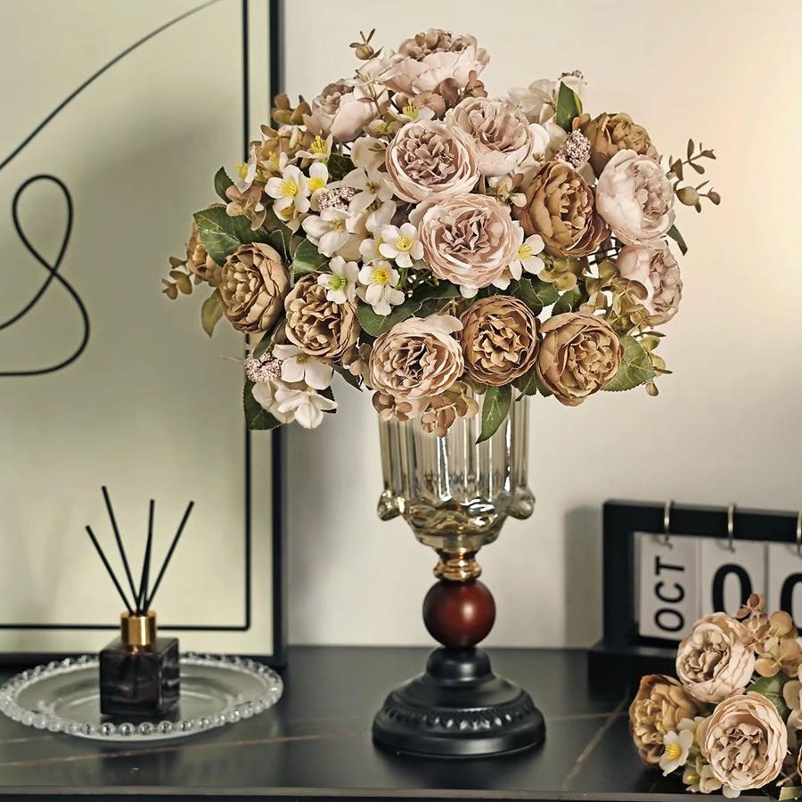 Artificial Flowers Silk Peony Home Room Table Wedding Wreath Bridal Bouquet Decora Valentine's Outdoor Garden Yard DIY Gifts Box