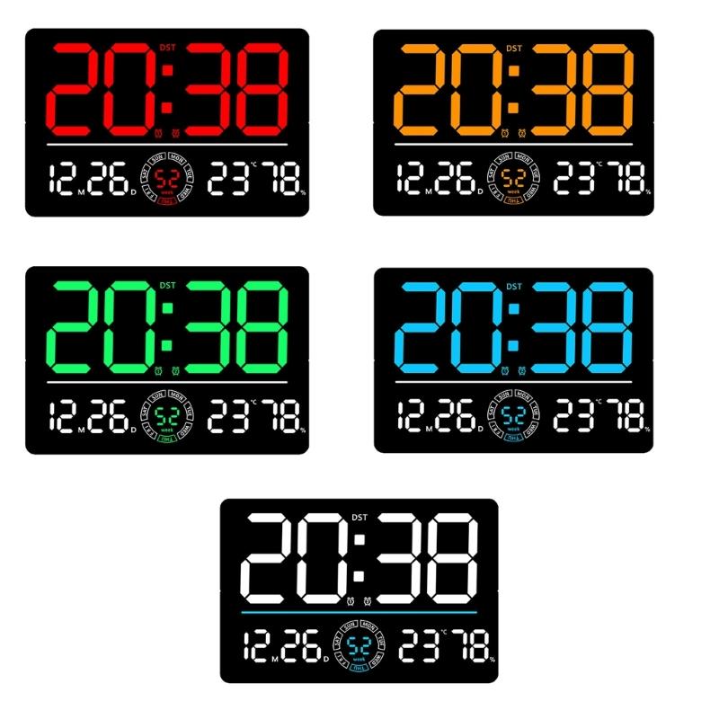 LED Digital Clock Auto Time Sync Large Display with 2 Alarm and Countdown Functions Temperature Display for Home Office