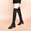 Women's boots 2025 long tube black thin European and American style knee boots comfortable cowhide thin boots three kinds of highly elastic boots