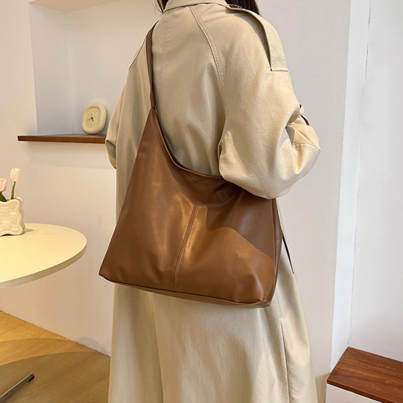 Fashion Korean Version Large Capacity Single Cross-body Bag Women's Handbag Simple Casual Commuting PU Leather Shoulder Tote Bag