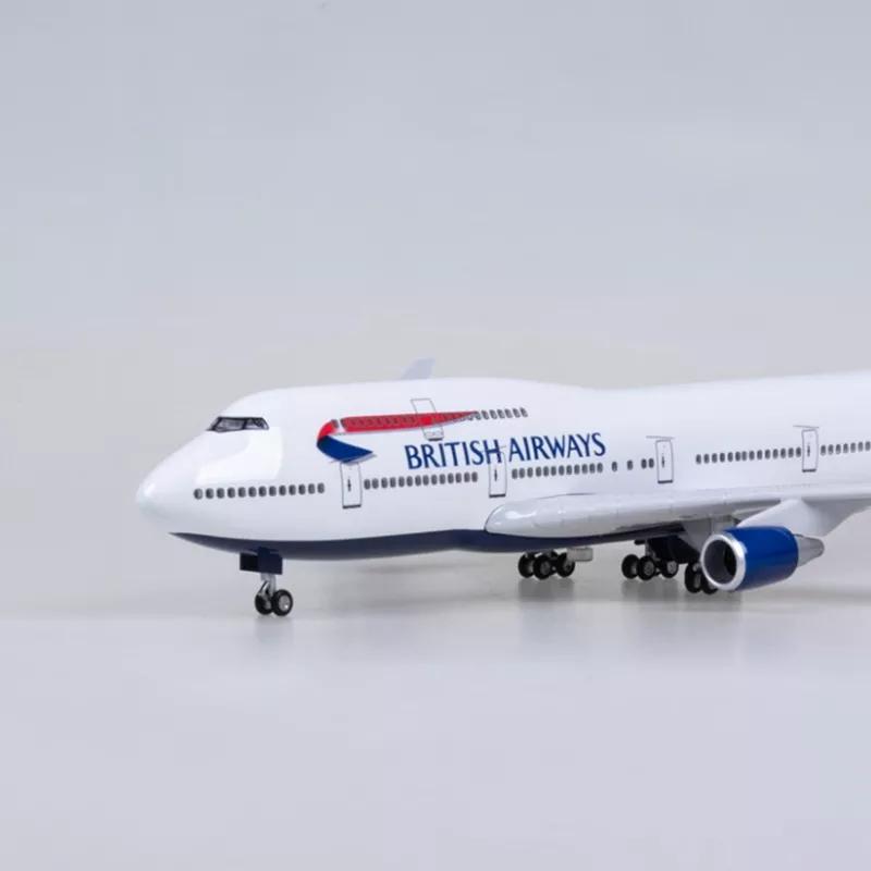 47cm 1/150 Scale B747 British Airways Aircraft Airplane Model Toys with Light Diecast Resin Plane Collection Display Gifts Fans