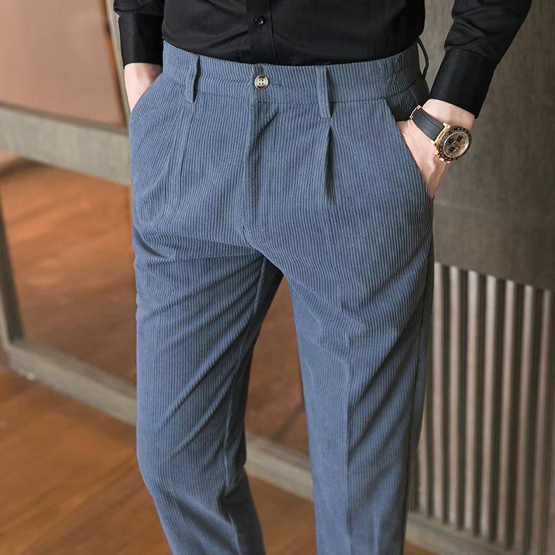 2023 Men's Slim Fit Striped Corduroy Trousers - Autumn Korean Style Casual Pants