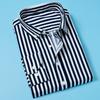 Spring and Autumn New Men's Striped Long Sleeve Shirt Business Long Sleeve Slim Fit Fashion Pointed Neck Shirt