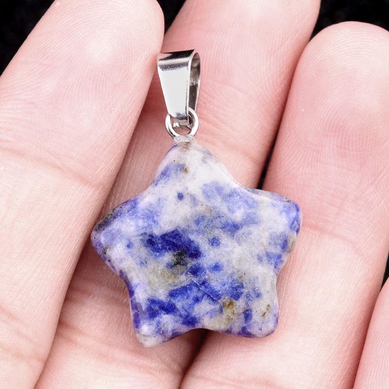 

1460-20mm Five-Pointed Star Natural Semi-Precious Stone Pendant for DIY Jewelry