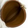 Excellent LOEWE Coin case Anagram Round Zip Leather Brown Sheepskin Leather Used