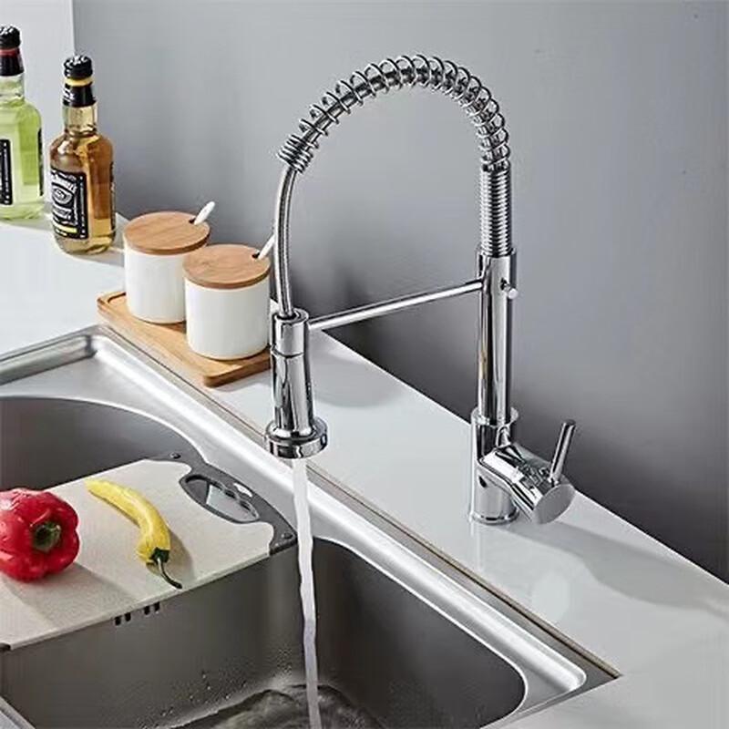 MDNG Matte Black Kitchen Pull-Out Spring Faucet