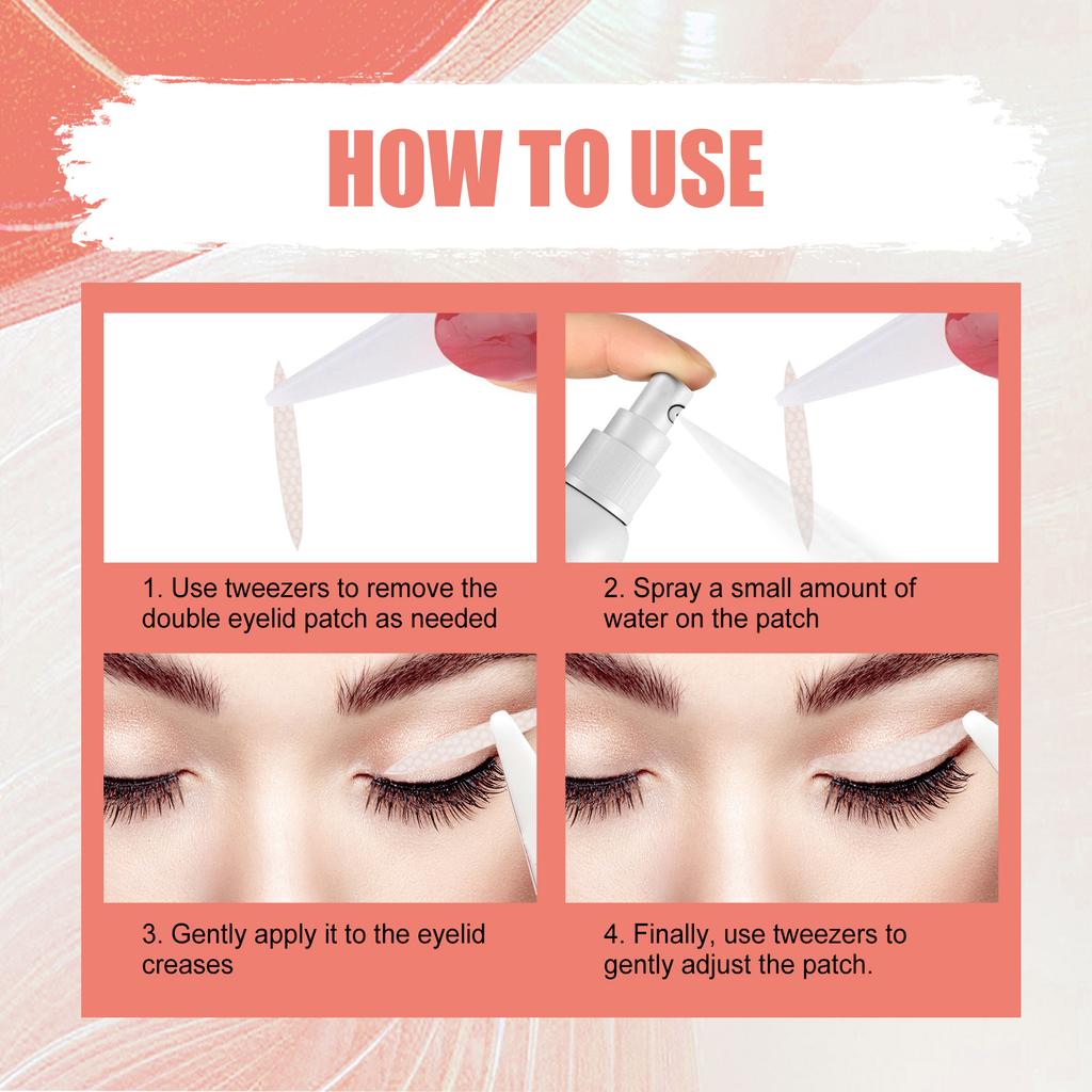 Double Eyelid Stickers Set Invisible Eyelid Lifting Tape Hypoallergenic Waterproof Self-Adhesive Eyelid Strips with Tweezers
