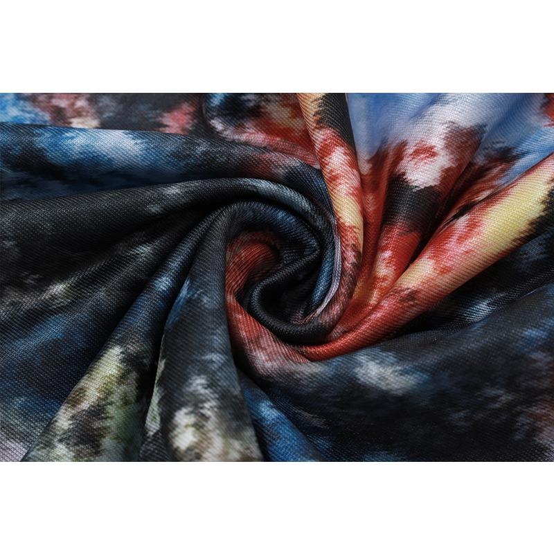 GMXIA Women's Summer Fashion Retro Tie Dye Print Sexy U-neck Slim Dress Long Dress