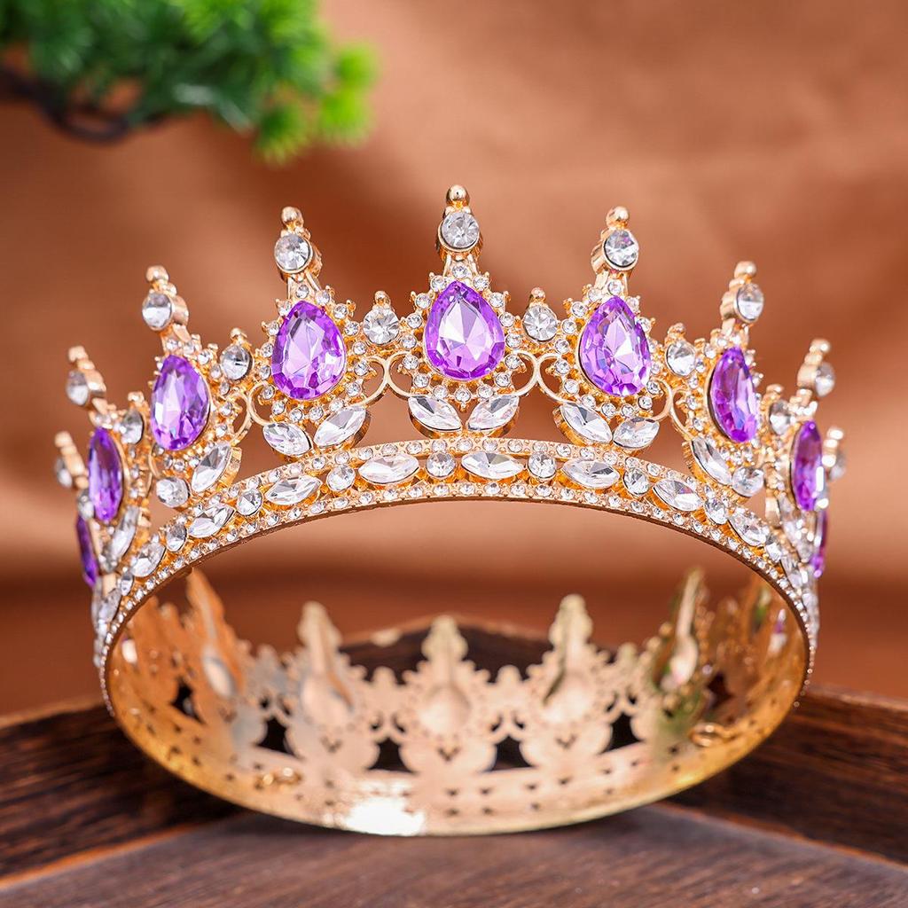 European Baroque Bridal Crown: Round Headdress for Weddings & Birthdays, Retro Hair Accessories