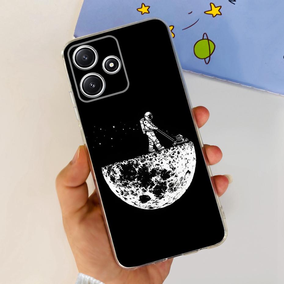Cute Flower Cat Painted Case For Xiaomi Redmi 12 5G 2023 Soft Silicone TPU Back Cover For Redmi12 5G Global Phone Bumper