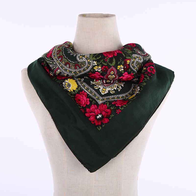 A041 Ethnic Printed Square Scarf - Winter/Autumn Headscarf Gauze