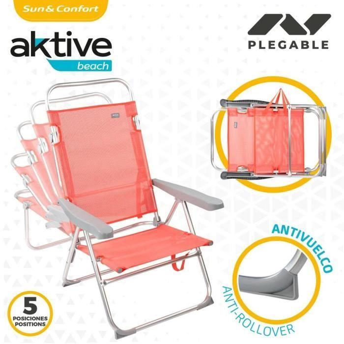 Chaise Pliante - Aktive - Flamingo - Corail - 48 X 99 X 57 Cm - 4 Unités