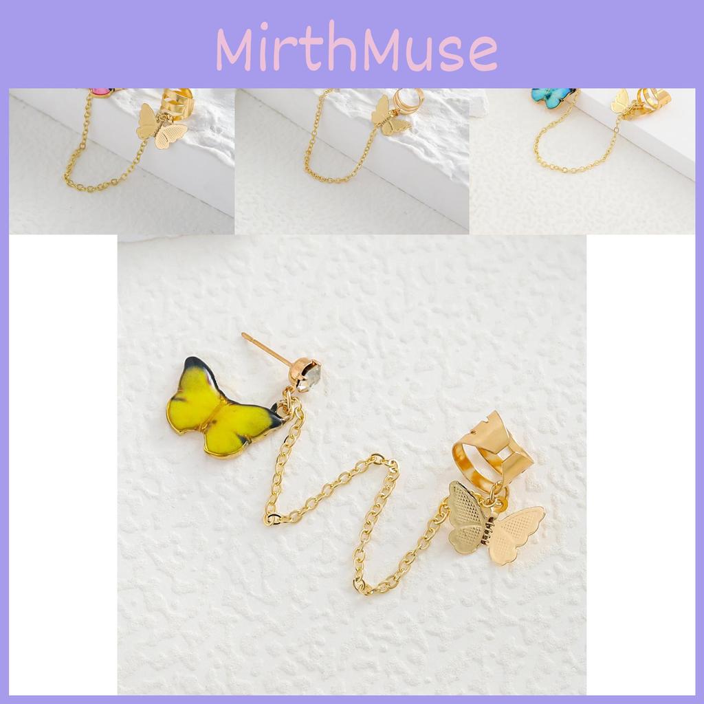 Elegant Alloy Butterfly Stud Earrings With Colorful Geometric Designs