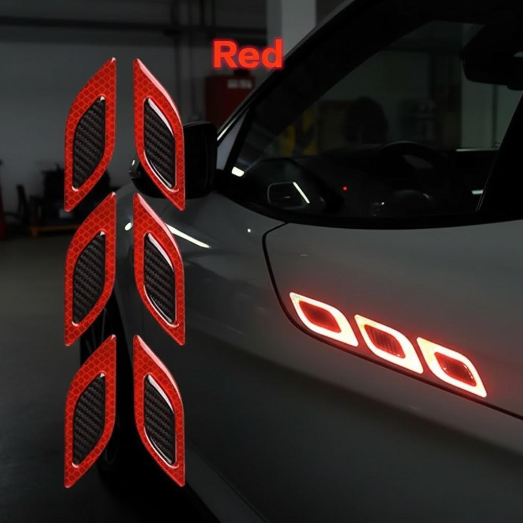 Reflective Sticker Warning Tape for Car Hood Eyebrow Reflector Adhesive Carbon Fiber Universal Safety Decal Vehicle Exterior