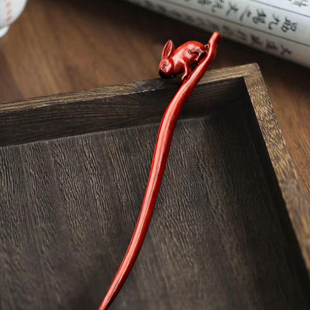 Hair Clips Sandalwood Hair Sticks Wooden Rabbit Hair Sticks Chinese Hair Fork Women Hanfu Hairpins