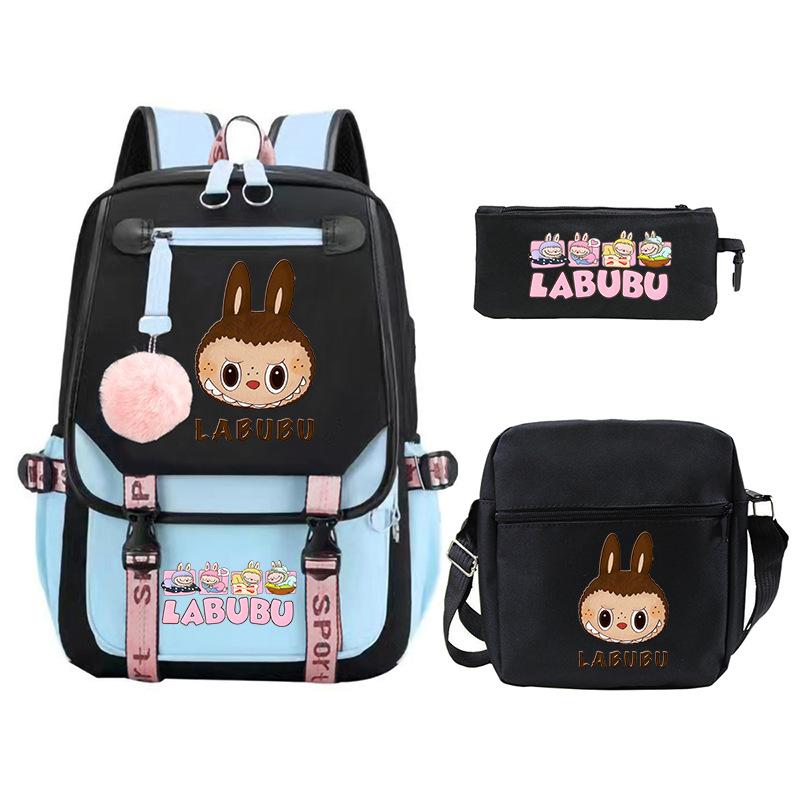 Cartoon Printed Children's Backpack Large Capacity Campus Trend Student Schoolbag Three-piece Set
