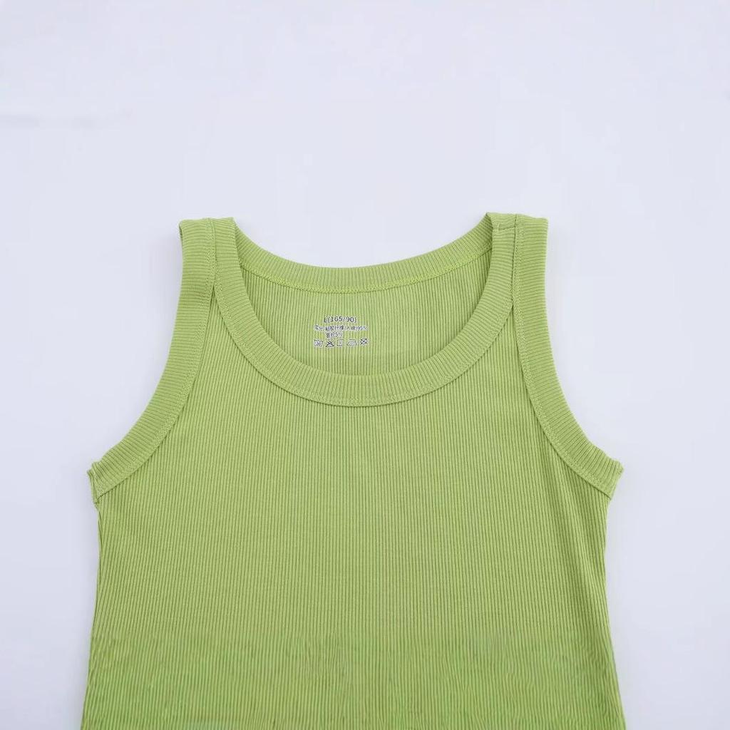 2025 Spring Women's European-American Ribbed Cotton Knitted Vest