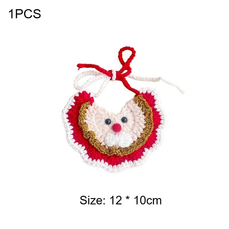 

New Christmas Pet Bib Hand Woven Drool Bib Cute Elderly Bib Pet Supplies Yarn Accessories one size fits all