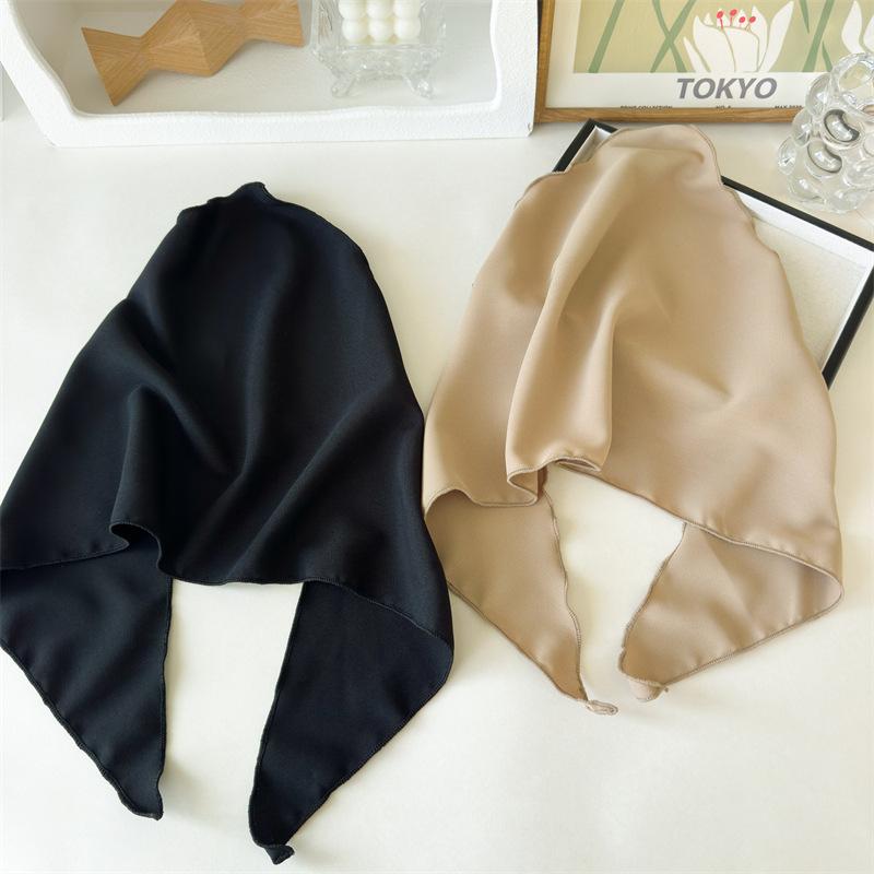Solid Color Triangle Hair Scarf Retro Head Wrap Minimalist Hair Kerchief Chic Back Tie Headband For Outdoor Travel