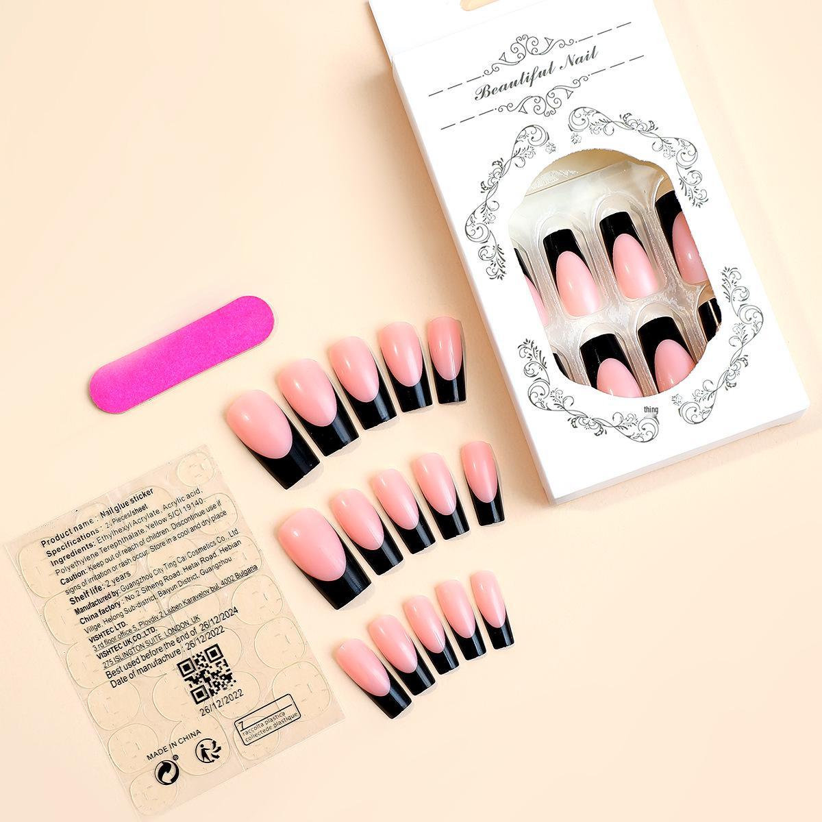 

Средне-длинные наклейки для ногтей для французского маникюра, съемный набор из 24 штук