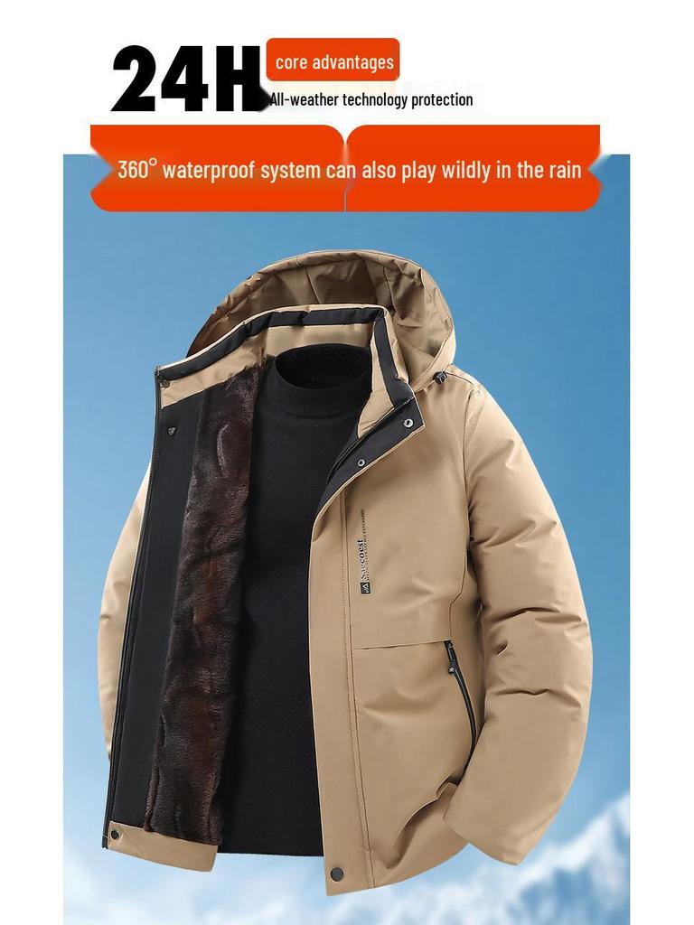 Graphene Thickened Men's Cotton Jacket with Detachable Hood - Warm Winter Casual Outerwear