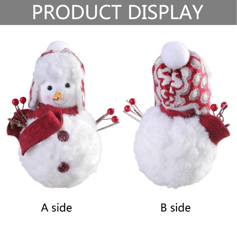 Cartoon Scarf and Hat Snowman Figurine Plush Toy Cartoon Festival Snowman Stuffed Dolls Winter Christmas Desktop Decors