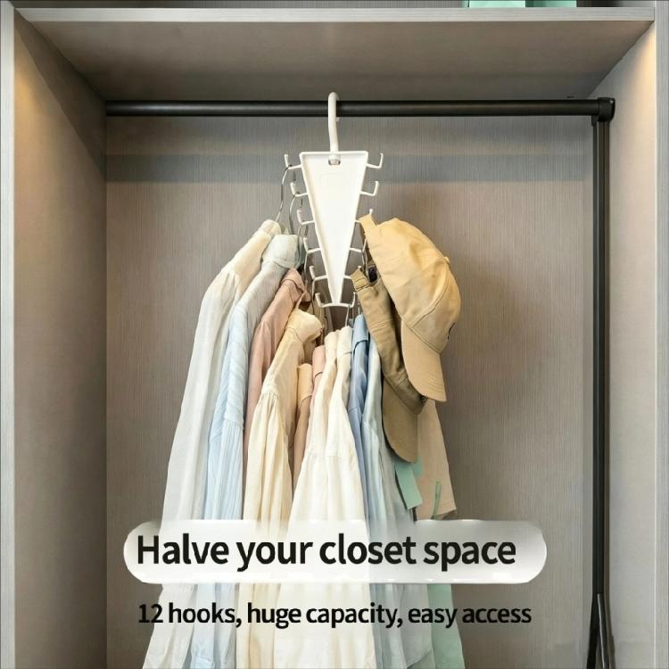 Angled Closet Accessory Rack, White Plastic Double Sided Hanger Holder for Scarves Belts and Closet Storage Use