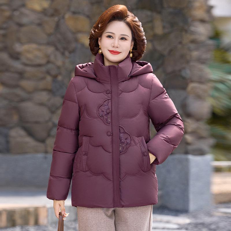2025 Short Thickened Cotton Jacket for Middle-Aged and Elderly Women - Plus Size, Warm Winter Outerwear
