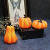 Cracked Pumpkin Figurine Halloween Light-up Pumpkin Sculpture Resin Fall Thanksgiving Tabletop Centerpiece for Halloween Autumn Harvest Home Decor