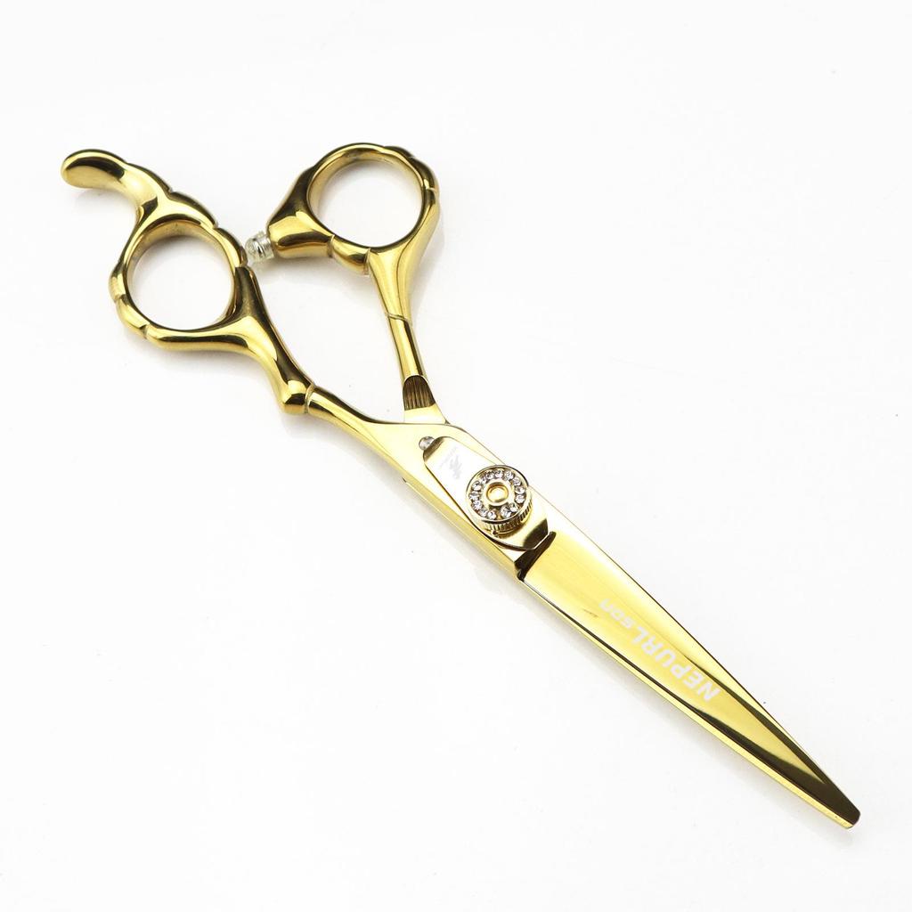 6.0" Gold Floral Pattern Hairdressing Scissors & Thinning Shears