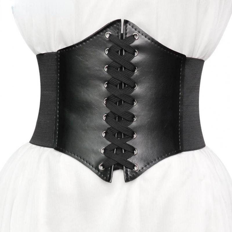 Fashion Corset Wide Belts Faux Leather Slimming Body Shaping Girdle Belt For Women Elastic Tight High Waist For Daily Wear