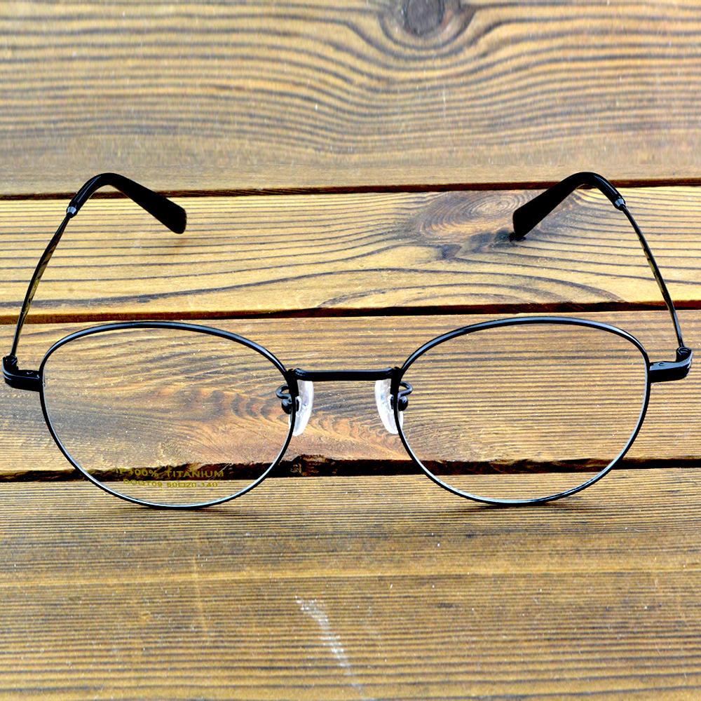 Full-Rim Black Titanium Oversized Round Optical Glasses Frame – Lightweight Metal Eyewear for Men and Women