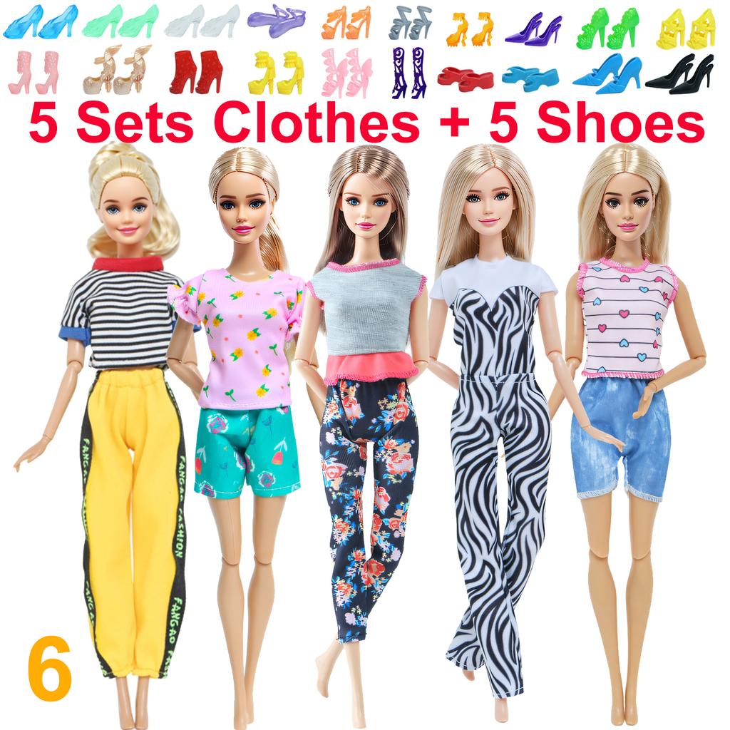 10 Stück/Set Mode-Outfits Ba Puppe Bie Hemd Hose Kleid Schuhe 11,5 Zoll Puppenkleidung Puppenhaus 11,8" 30cm 1/6 Puppenzubehör