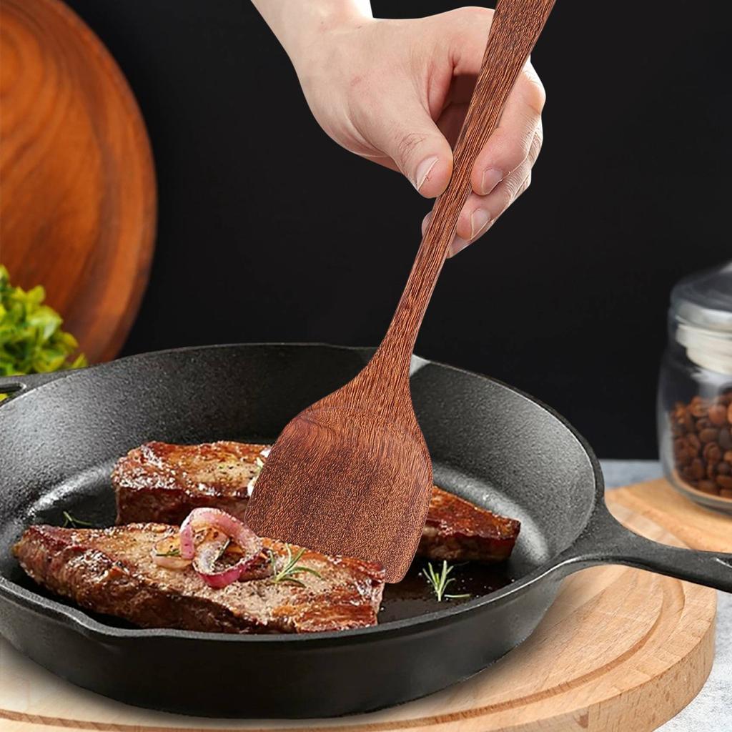 B-Est 2 Pack Wooden Spatula For Cooking,Wooden Wok Spatula Of Unpainted Handmade By Natural Wood