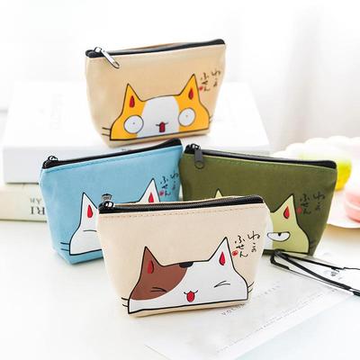 Kedi bozuk para cüzdanı kadın cüzdan küçük sevimli karikatür hayvan kart tutucu anahtar çantası çocuk çocuk çanta