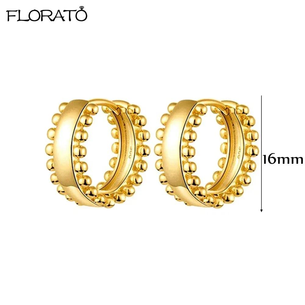 925 Silver Ear Needle Simple 10/15/25mm Hoop Earrings for Women Round Dangle Gold Earrings Fashion Korean Jewelry