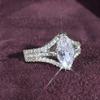CopperTrendy Luxury Marquise Cut Ring for Women Bright AAA Cubic Zirconia Engagement Bridal Wedding Band Jewelry