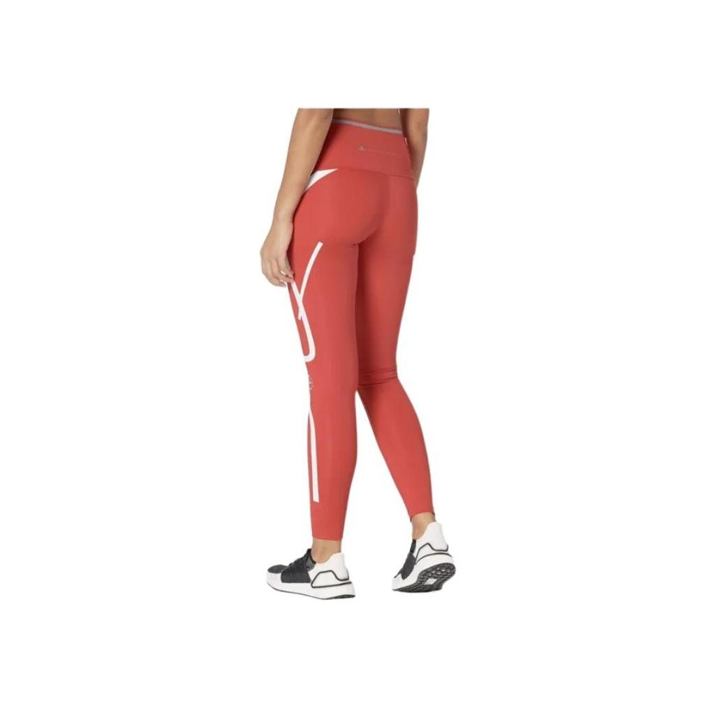 Adidas Solid Color Striped Pattern Printed Leggings Women Leggings Red GL7380