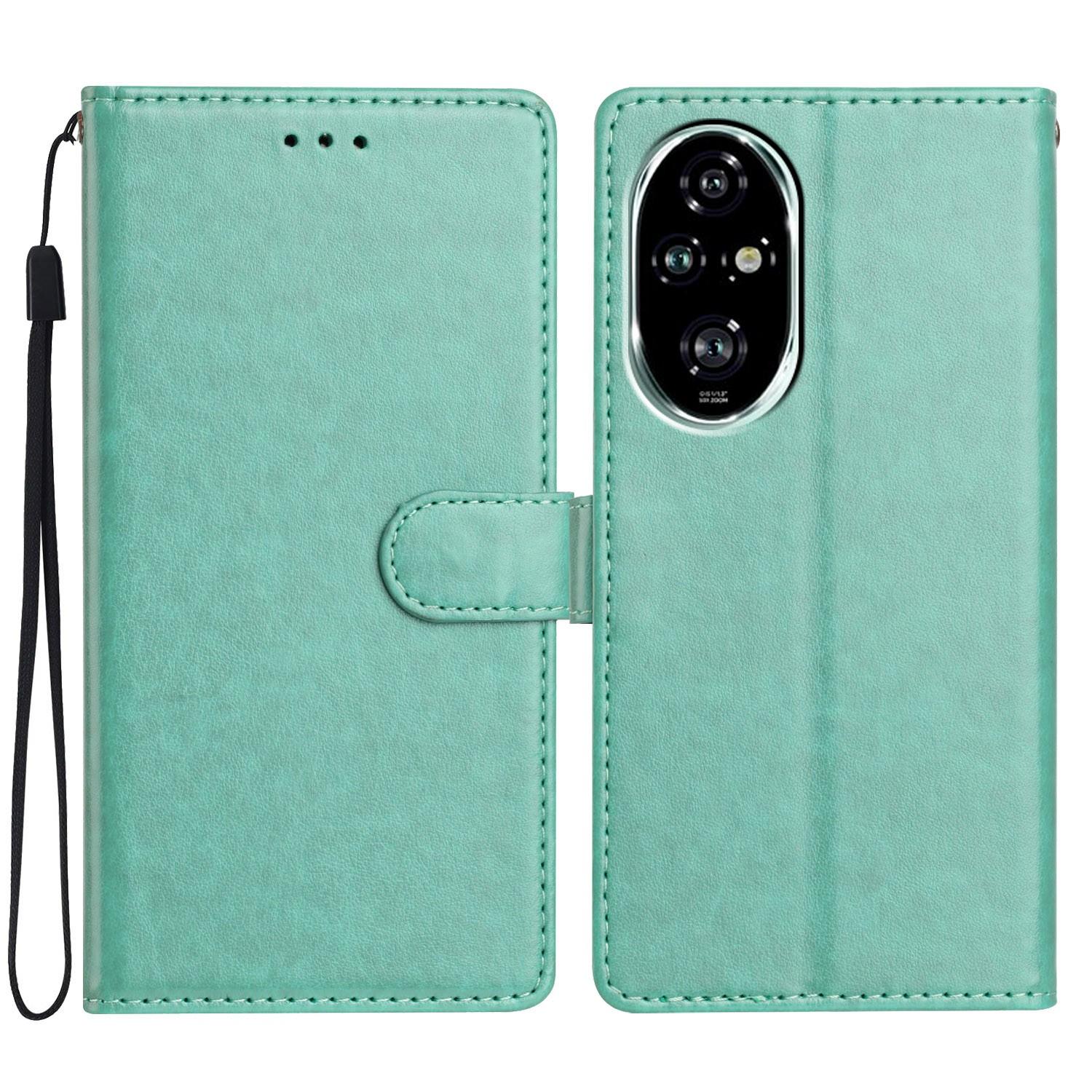 

For Honor 200 Pro 5G Leather Phone Case Wallet Stand Cover with Handy Strap Green