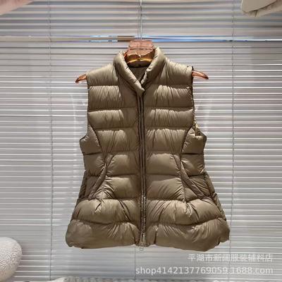 Stand-up Collar Ribs Shopping Mall Down Vest Women's New Short Small White Duck Down Vest