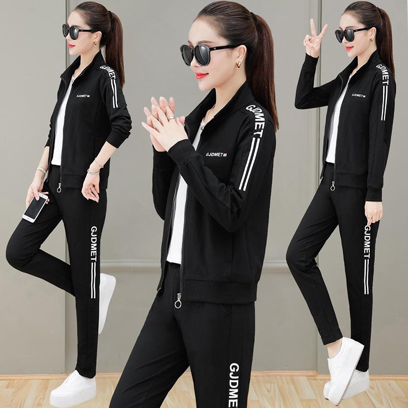 Damenmode Baumwolle Elastisch Sportbekleidung Set - Sweatshirt, Hose, T-Shirt für Frühling/Herbst Freizeit- & Tanzbekleidung