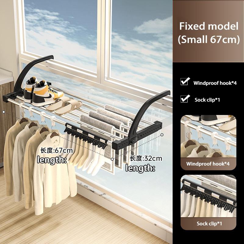 Multifunctional Extendable Clothes Drying Hanger Window Hanging Organizer Storage Rack Balcony For Airing  Towel Clothes Shoe