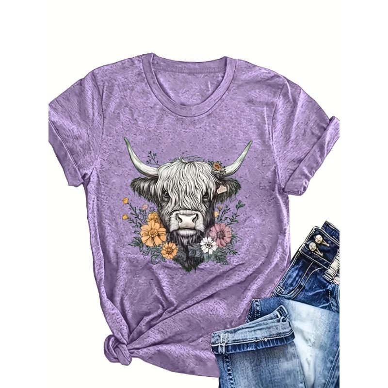 Spring and Summer New Style Printed Round Neck Short Sleeve Loose Casual Women s Clothing S