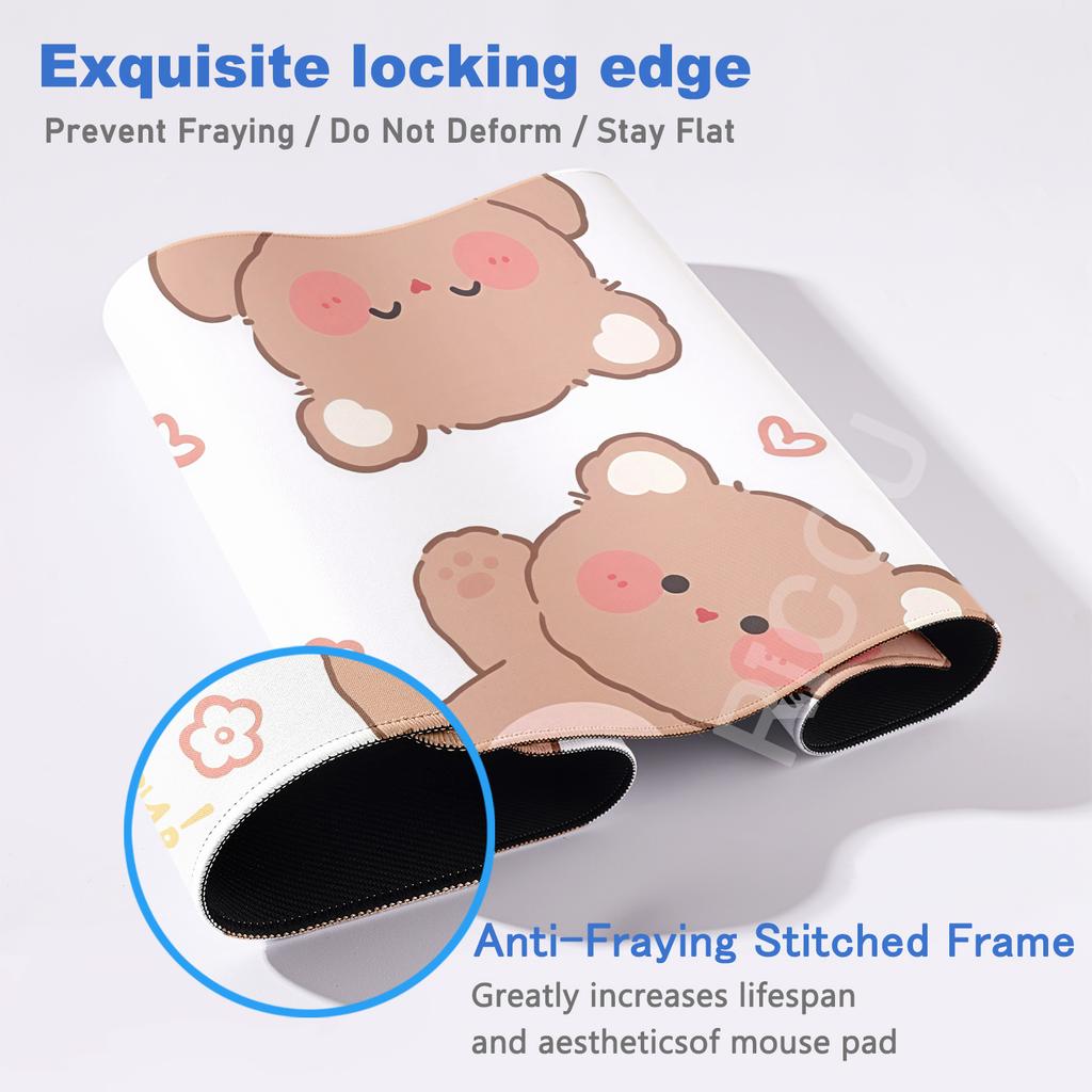 Cute Brown Bear Mouse Pad Rubber Non-Slip Computer Keyboard Anime Bears Desk Mat Office PC Cabinet XXL Tablepad E-Sports Carpet