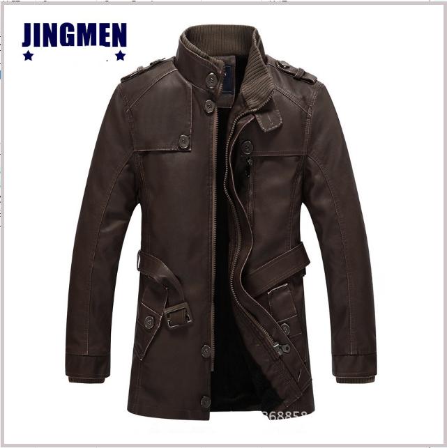 Nueva ropa de cuero para hombres Chaqueta de cuero lavable de longitud media para hombres