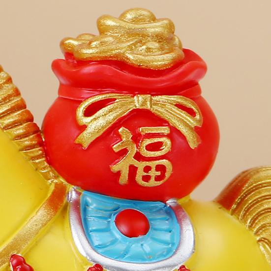 Yousheng Chinese Style Horse Statue Golden Ingot Lucky Bag Persimmon Copper Coin Cartoon Pony Figurine Desktop Feng Shui Decoration Ornament