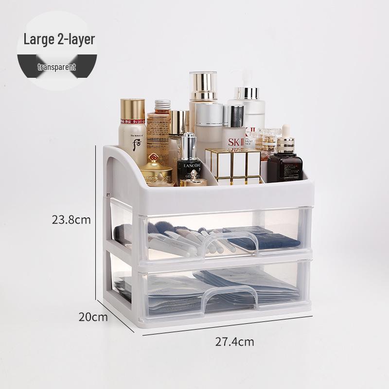 Large Capacity Desktop Cosmetic Storage Box with Drawers for Skincare and Lipstick