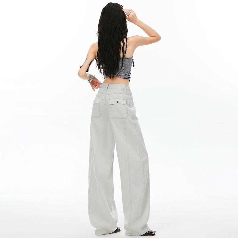 Spring Summer Premium Lyocell Tencel Vintage Drapey Wide Leg Floor Sweeping Comfy Denim Pants Ladies Casual Pants Oversize Denim Trousers