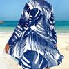 Fashionable Printed Drawstring Top Long Sleeve Mesh Cover Up And Bikinis 3 Piece Beach And Vacation Swimwear Set