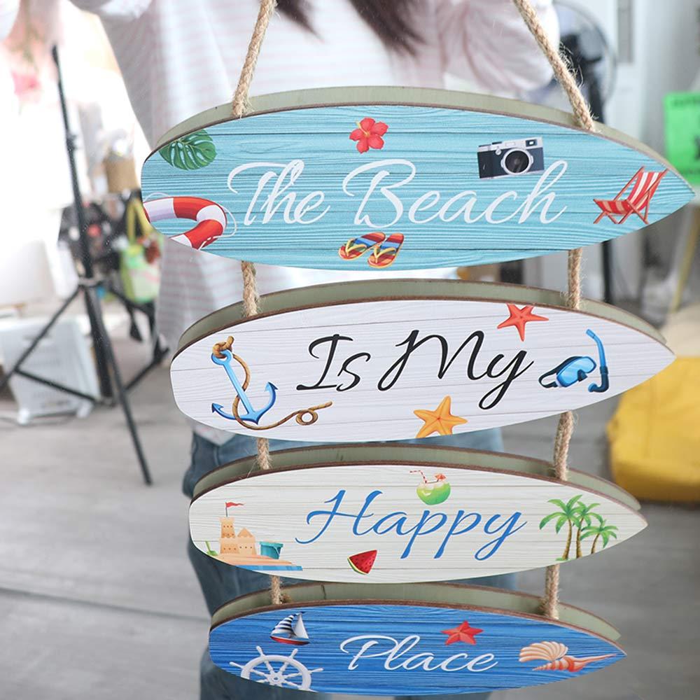 Wall Art Summer Ocean Wall Decoration Hanging Wooden Beach Sign  For Home Living Room Bedroom